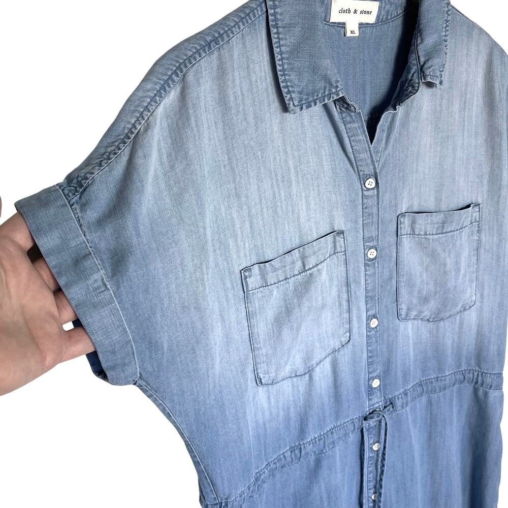 ANTHROPOLOGIE CLOTH & STONE Women’s Vintage Lightwash Chambray Dress - Picture 3 of 5